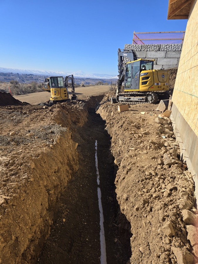 Excavation and utility work at a Yakima Valley property